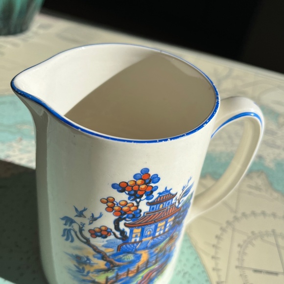 Vintage Newhall Hanley Staffordshire Porcelain Pitcher / Asian Motif - Picture 3 of 9